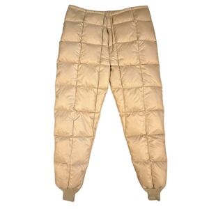 Comfy Down Insulated Pants Mens M Tan Excellent Vintage Quilted Puffer Trousers